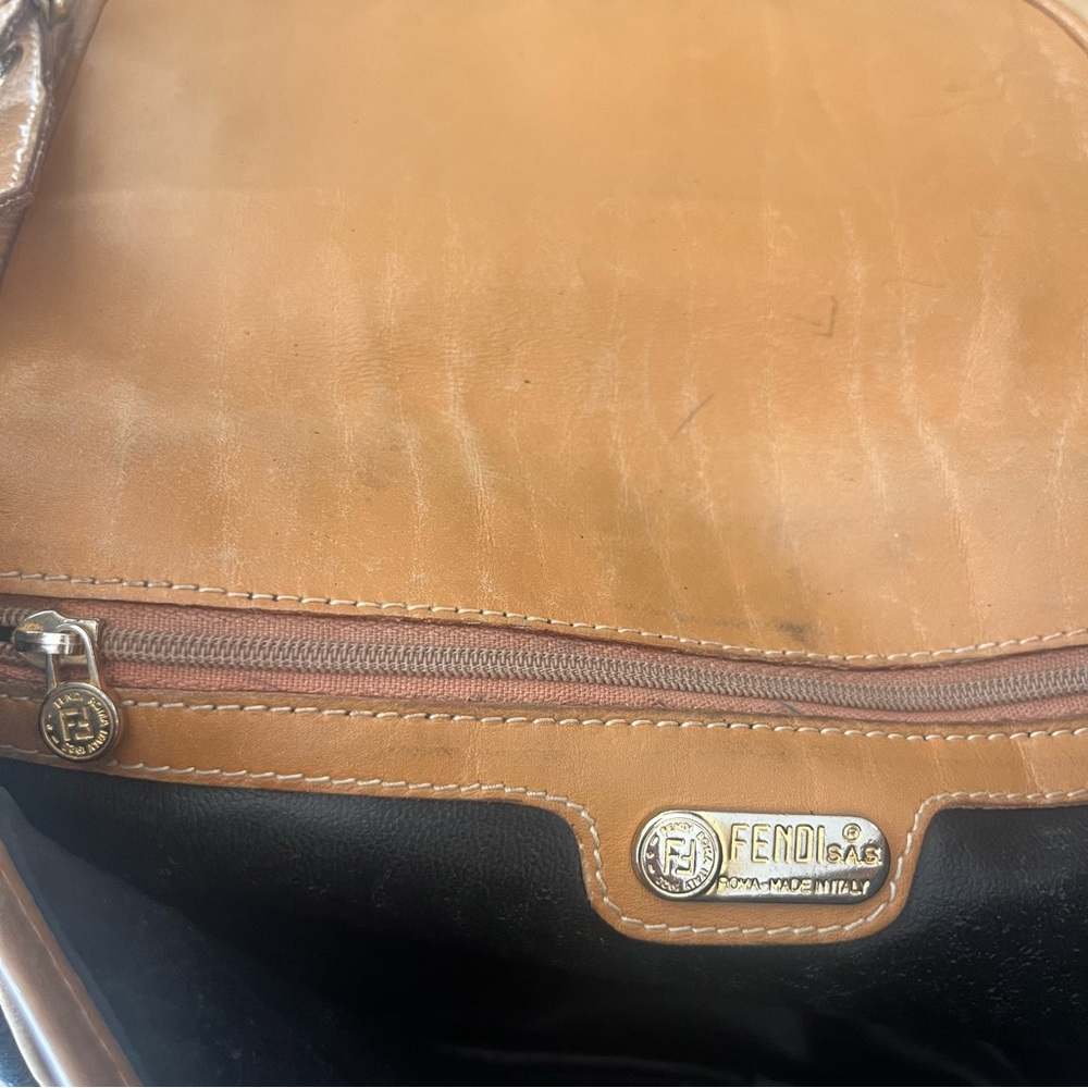 Vintage authentic Fendi blue and Tan baguette Bag circa 1980’s in good - Picture 5 of 10